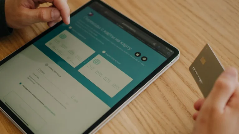 Pago digital con tarjeta y dispositivo móvil como símbolo de banca fintech